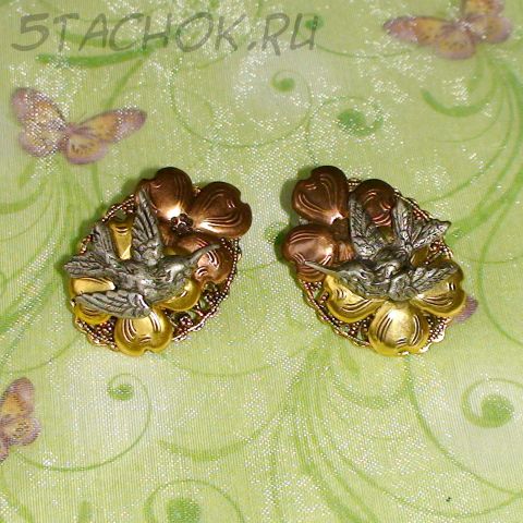 Серьги "Колибри" под чеканку