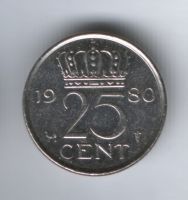 25 центов 1980 г. Нидерланды