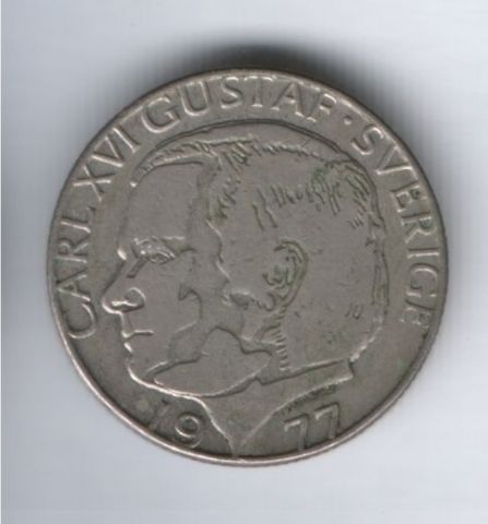 1 крона 1977 г. Швеция