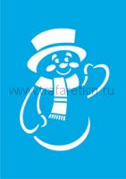 Снеговик в шляпе для нанесения на окна и витрины.