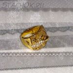 Кольцо "Саламандрочка" под золото, свровски, яшм