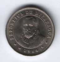 25 сентаво 1964 г. UNC Никарагуа