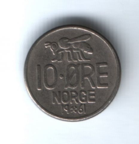 10 эре 1961 г. Норвегия