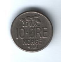 10 эре 1961 г. Норвегия