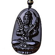 Обсидиан бусы с кулоном