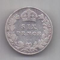 6 пенсов 1908 г. Великобритания
