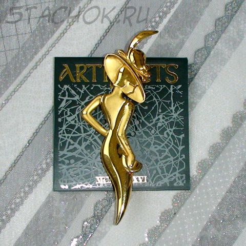 Брошь "Леди Ремингтон" большая под золото