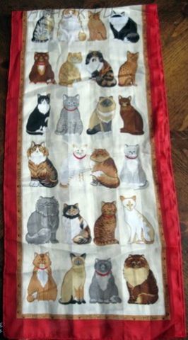 Шарф "Породы кошек" красный