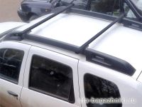 Багажник на крышу Renault Duster 2, Vamer, стальные прямоугольные дуги на рейлинги