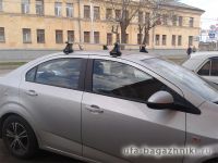 Багажник на крышу Chevrolet Aveo (T300) (4-dr sed.. 5-dr hatch.), Атлант, прямоугольные дуги