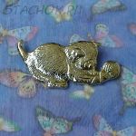 Брошь "Котик и клубочек" под золото (США)