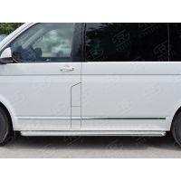 VOLKSWAGEN Multivan Caravella Transporter Т6 2016 (короткая база)  Пороги труба  d42 правый С листом (Лист алюм, проф. нерж)(Вариант1) VCTL-0023151