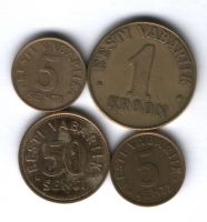 Набор монет Эстония 1991-2004 г. 4 шт.