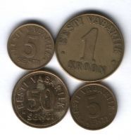 Набор монет Эстония 1991-2004 г. 4 шт.