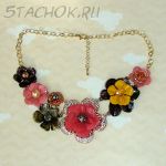 Колье "Летнее" под медь, золото, эмаль, стразы