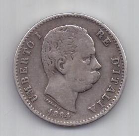 1 лира 1884 г. Италия
