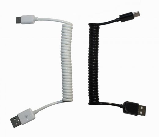 Кабель-пружина USB(C)-USB / длина 1м