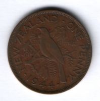 1 пенни 1944 г. Новая Зеландия