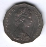 50 центов 1970 г. Австралия, 200 лет путешествию Кука