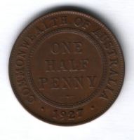 1/2 пенни 1927 г. Австралия