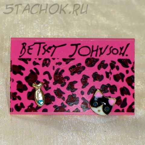 Серьги-гвоздики "Котик и рыбка"