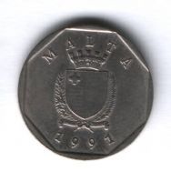 5 центов 1991 г. Мальта