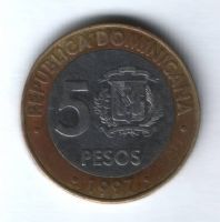 5 песо 1997 г. Доминиканская Республика