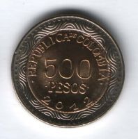 500 песо 2012 г. Колумбия