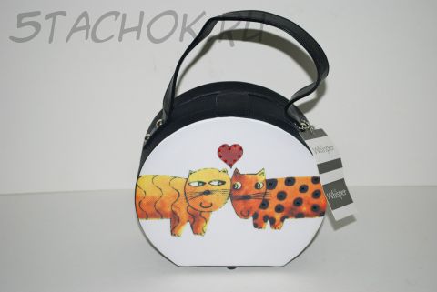 Сумочка для украшений / косметики с зеркальцем "Две кошечки"