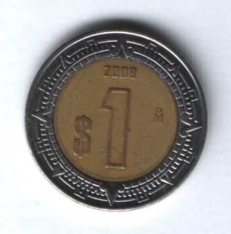 1 песо 2008 г. Мексика