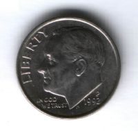 1 дайм 1992 г. P США