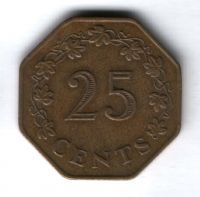 25 центов 1975 г. Мальта