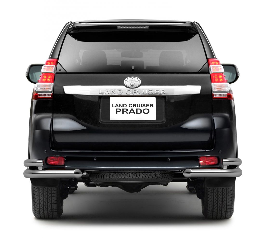 Защита заднего бампера двойная угловая d63/51мм (НПС) TOYOTA LAND CRUISER PRADO150 2013-