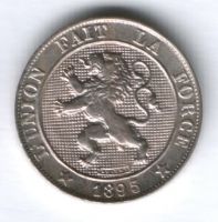 5 сантимов 1895 г. AUNC Бельгия, DES BELGES