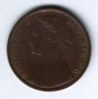 1 пенни 1874 г. H Великобритания, XF-, редкий год