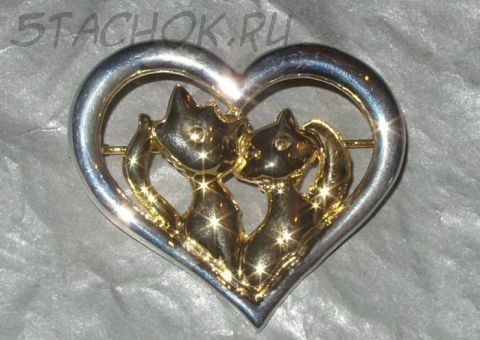 Брошь "Влюбленные котики" (Danecraft США)