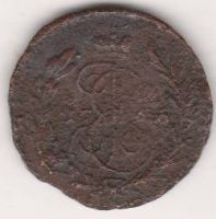1 копейка 1766 г. ММ перечекан