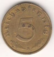 5 пфеннигов 1937 г. Германия