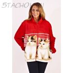 Женский флисовый жакет на молнии красный. Размер L (52-54)