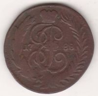 1 копейка 1788 г. ММ перечекан