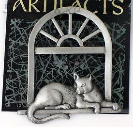 Брошь "Кошечка на окне" под олово