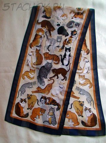 Шарф "Породы кошек" темно-синий