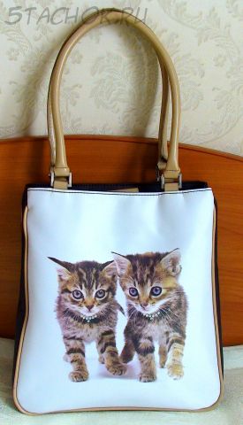 Сумка женская "Два котенка с ожерельем"