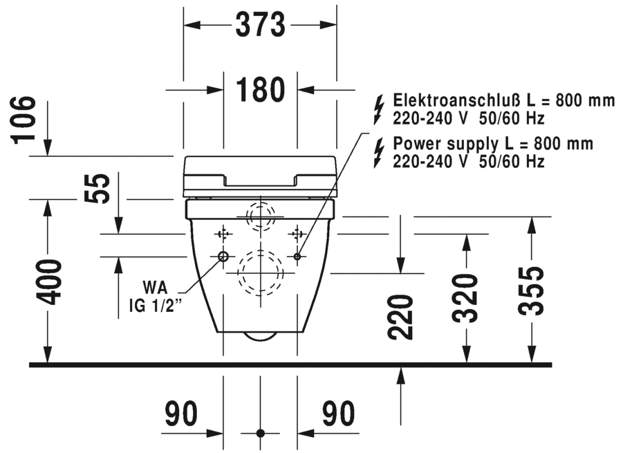 Унитаз с бидеткой Duravit Starck 3 SensoWash 222659 схема 6