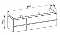 Laufen Palace 4.0135.1 тумба под раковину 150х37,5 схема 1