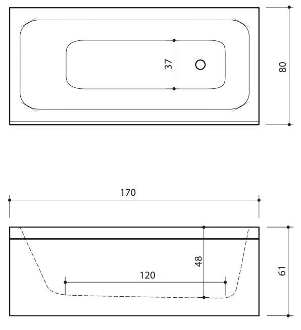 Ванна из искусственного камня Balteco Integra 170 170x80 схема 2