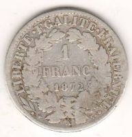 1 франк 1872 г. Франция