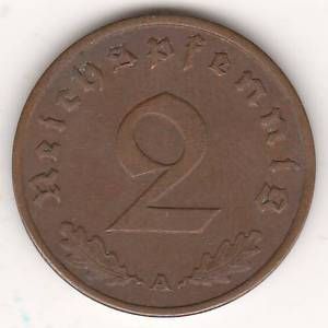 2 пфеннига 1937 г. Германия