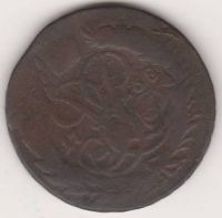 2 копейки 1758 г. перечекан