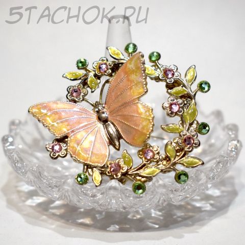 Брошь "Бабочка в розовых тонах" (США)